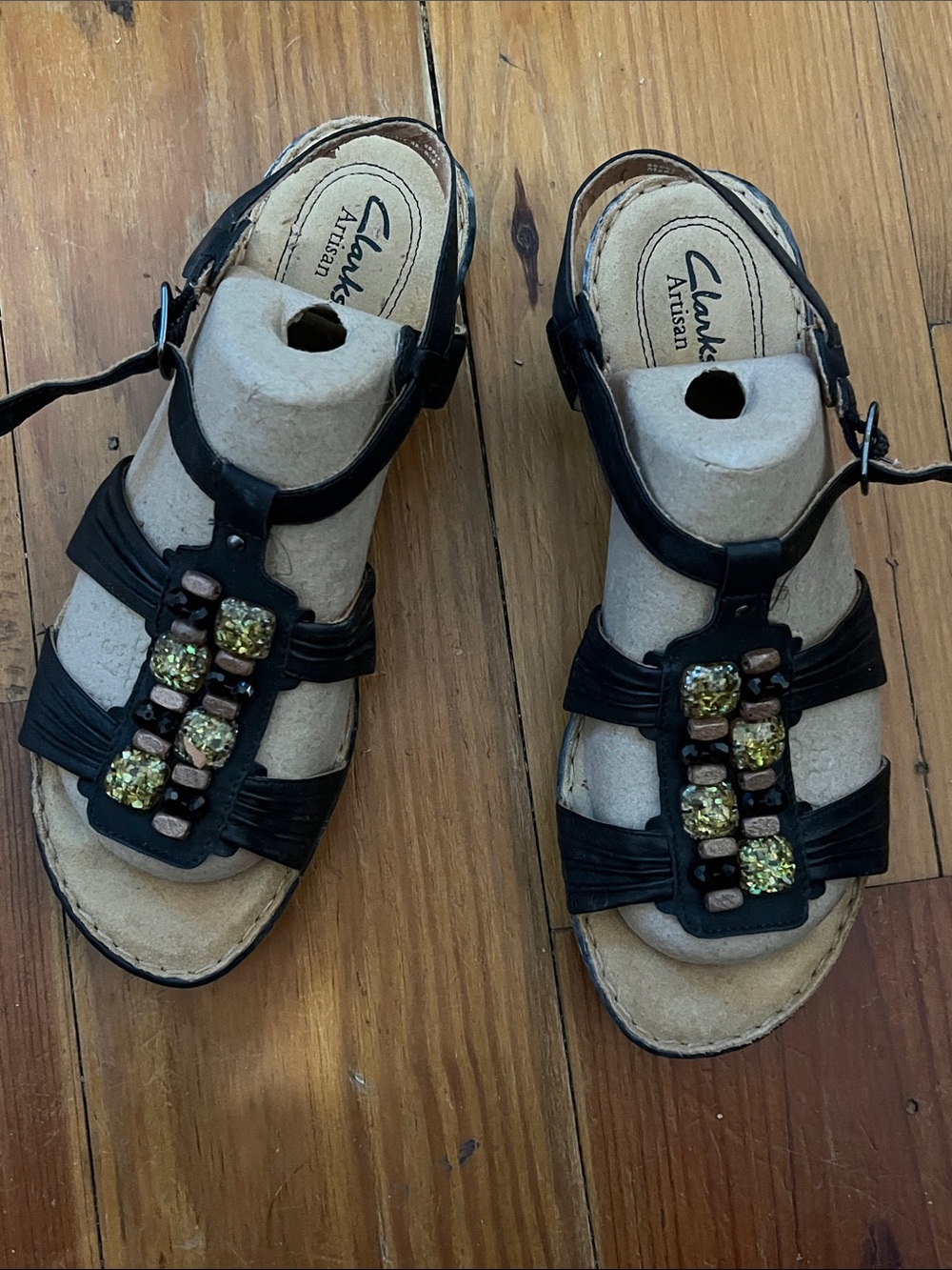 Black Clark sandals